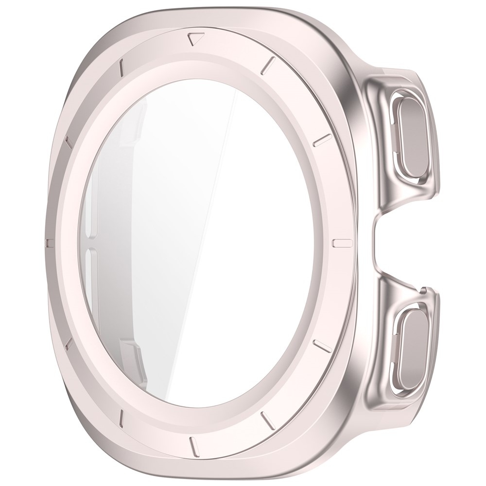 Overall plastové nasadzovacie puzdro s ochranným sklom na Samsung Galaxy Watch Ultra2 47mm/Watch Ultra (2025) 47mm - béžové