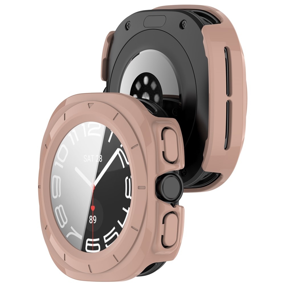 Overall plastové nasadzovacie puzdro s ochranným sklom na Samsung Galaxy Watch Ultra2 47mm/Watch Ultra (2025) 47mm - ružové