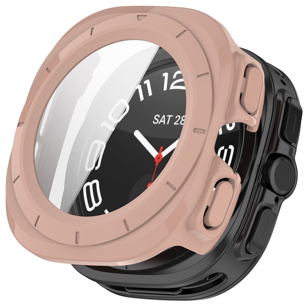 Overall plastové nasadzovacie puzdro s ochranným sklom na Samsung Galaxy Watch Ultra2 47mm/Watch Ultra (2025) 47mm - ružové
