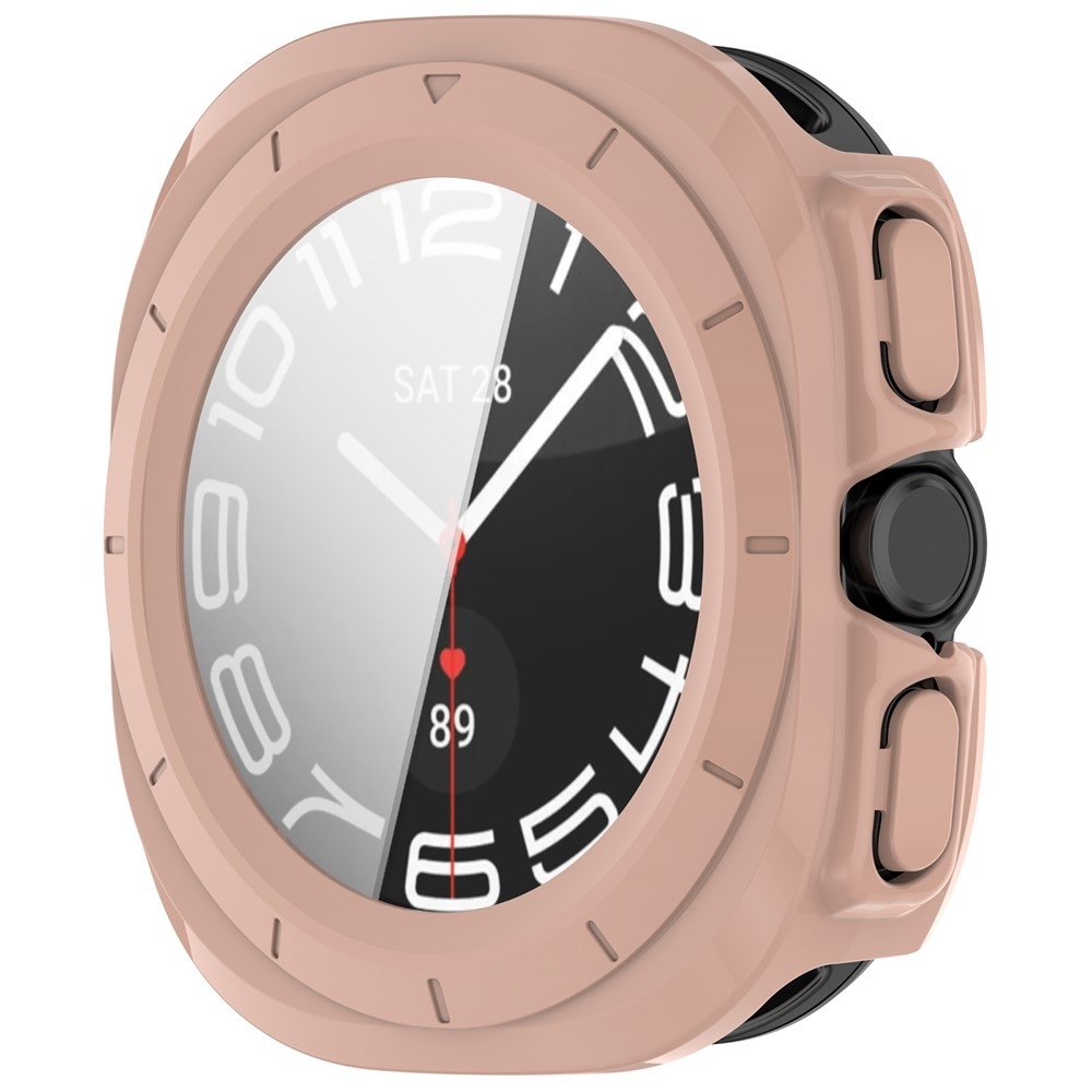 Overall plastové nasadzovacie puzdro s ochranným sklom na Samsung Galaxy Watch Ultra2 47mm/Watch Ultra (2025) 47mm - ružové