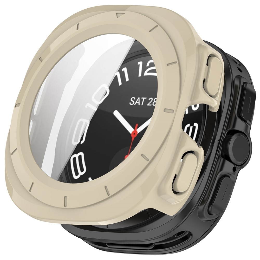 Overall plastové nasadzovacie puzdro s ochranným sklom na Samsung Galaxy Watch Ultra2 47mm/Watch Ultra (2025) 47mm - zlaté