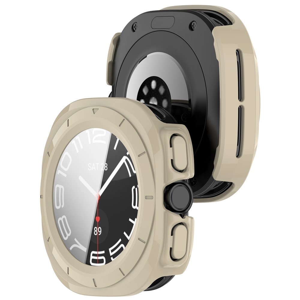 Overall plastové nasadzovacie puzdro s ochranným sklom na Samsung Galaxy Watch Ultra2 47mm/Watch Ultra (2025) 47mm - zlaté