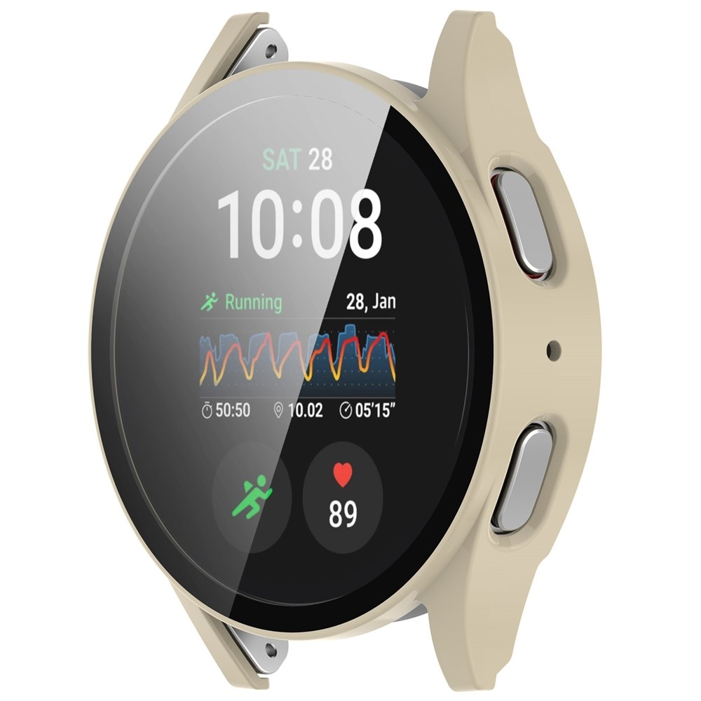 Overall plastové nasadzovacie puzdro s ochranným sklom na Samsung Galaxy Watch7 40mm - béžové