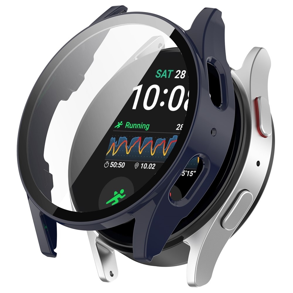 Overall plastové nasadzovacie puzdro s ochranným sklom na Samsung Galaxy Watch7 40mm - tmavomodré