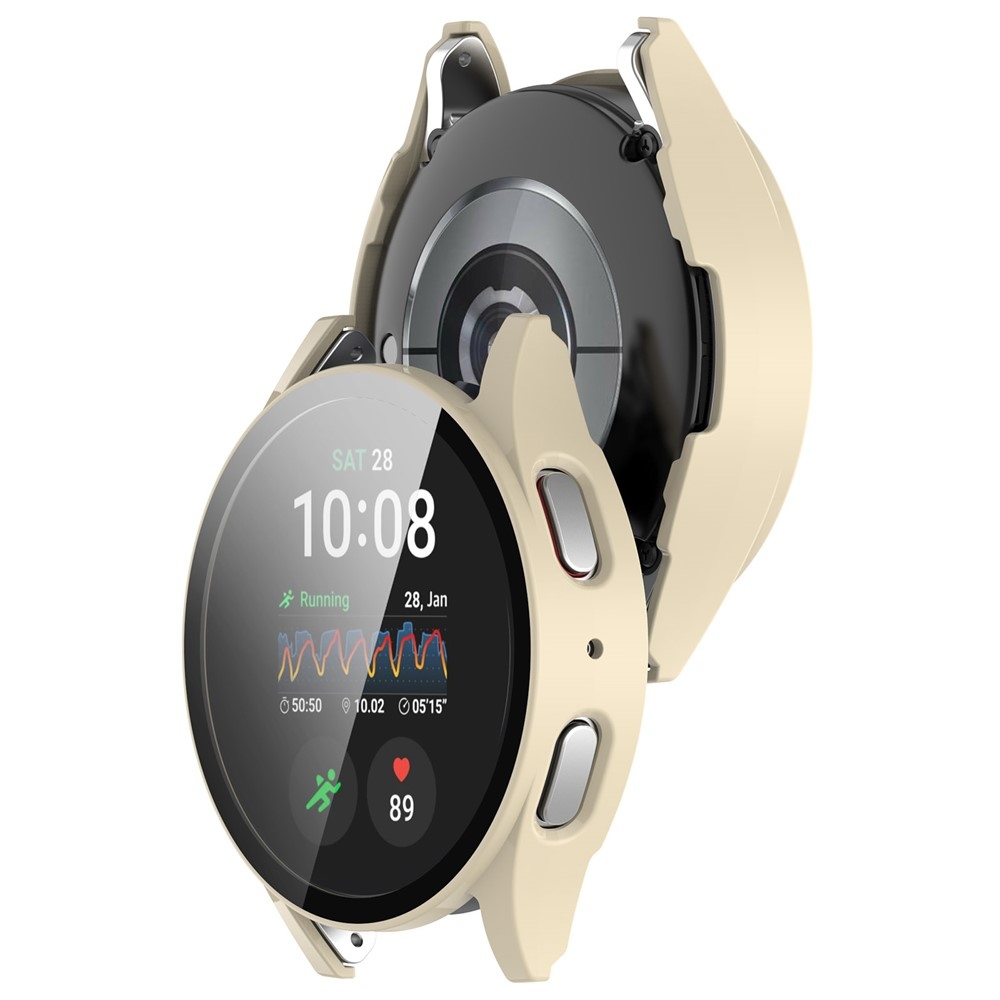 Overall plastové nasadzovacie púzdro s ochranným sklom na Samsung Galaxy Watch7 44mm - béžové