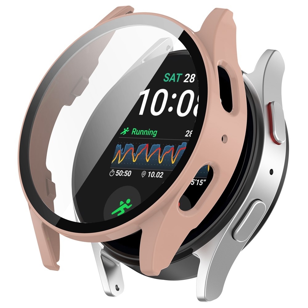 Overall plastové nasadzovacie puzdro s ochranným sklom na Samsung Galaxy Watch7 44mm - ružové