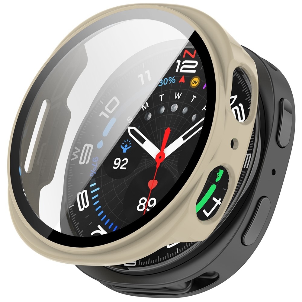 Overall plastové nasadzovacie púzdro s ochranným sklom na Samsung Galaxy Watch8 40mm - béžové
