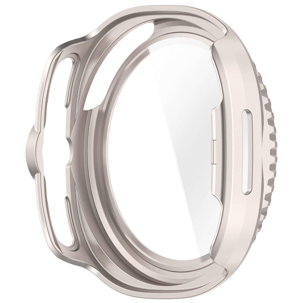 Overall plastové nasadzovacie púzdro s ochranným sklom na Samsung Galaxy Watch8 Classic 46mm - béžové
