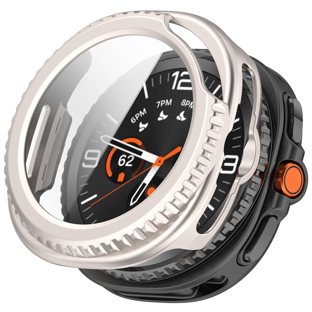 Overall plastové nasadzovacie púzdro s ochranným sklom na Samsung Galaxy Watch8 Classic 46mm - béžové