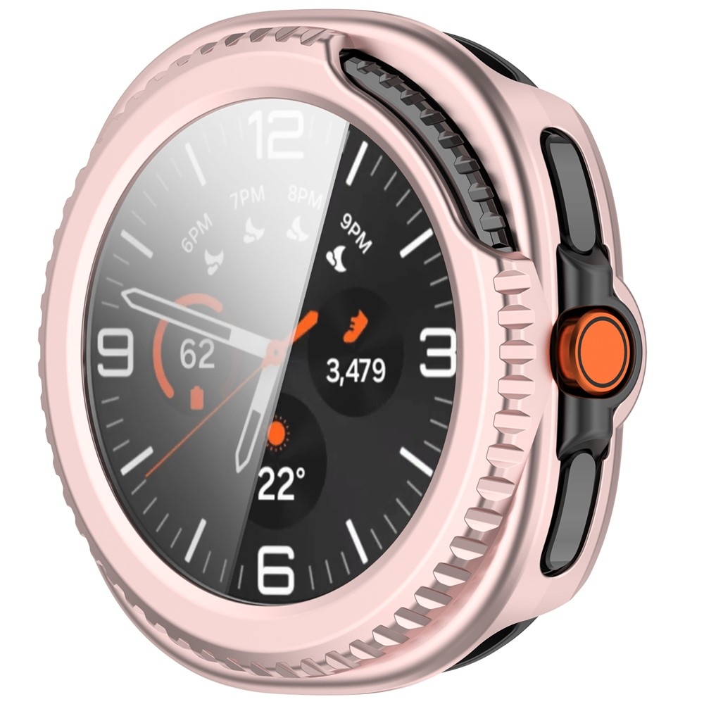Overall plastové nasadzovacie puzdro s ochranným sklom na Samsung Galaxy Watch8 Classic 46mm - ružové