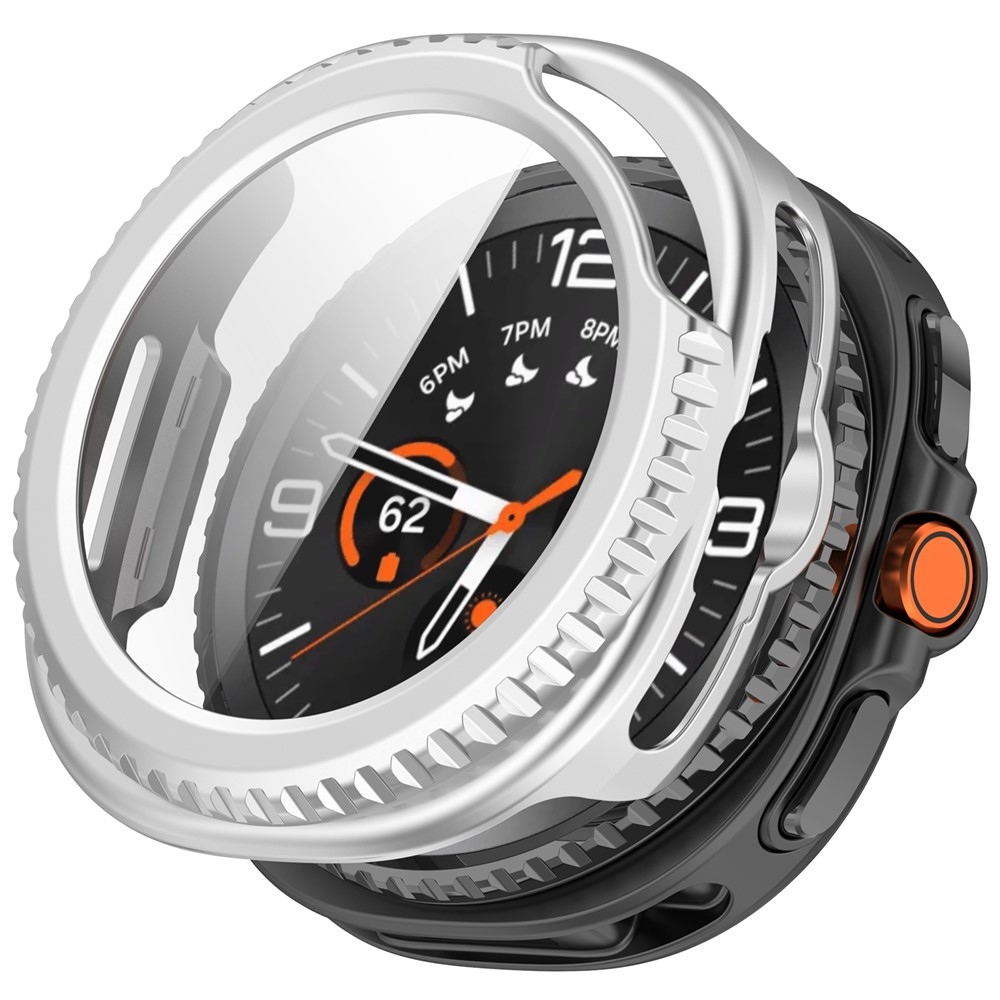 Overall plastové nasadzovacie puzdro s ochranným sklom na Samsung Galaxy Watch8 Classic 46mm - strieborné
