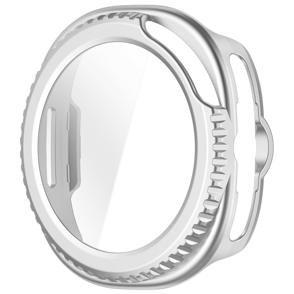 Overall plastové nasadzovacie puzdro s ochranným sklom na Samsung Galaxy Watch8 Classic 46mm - strieborné