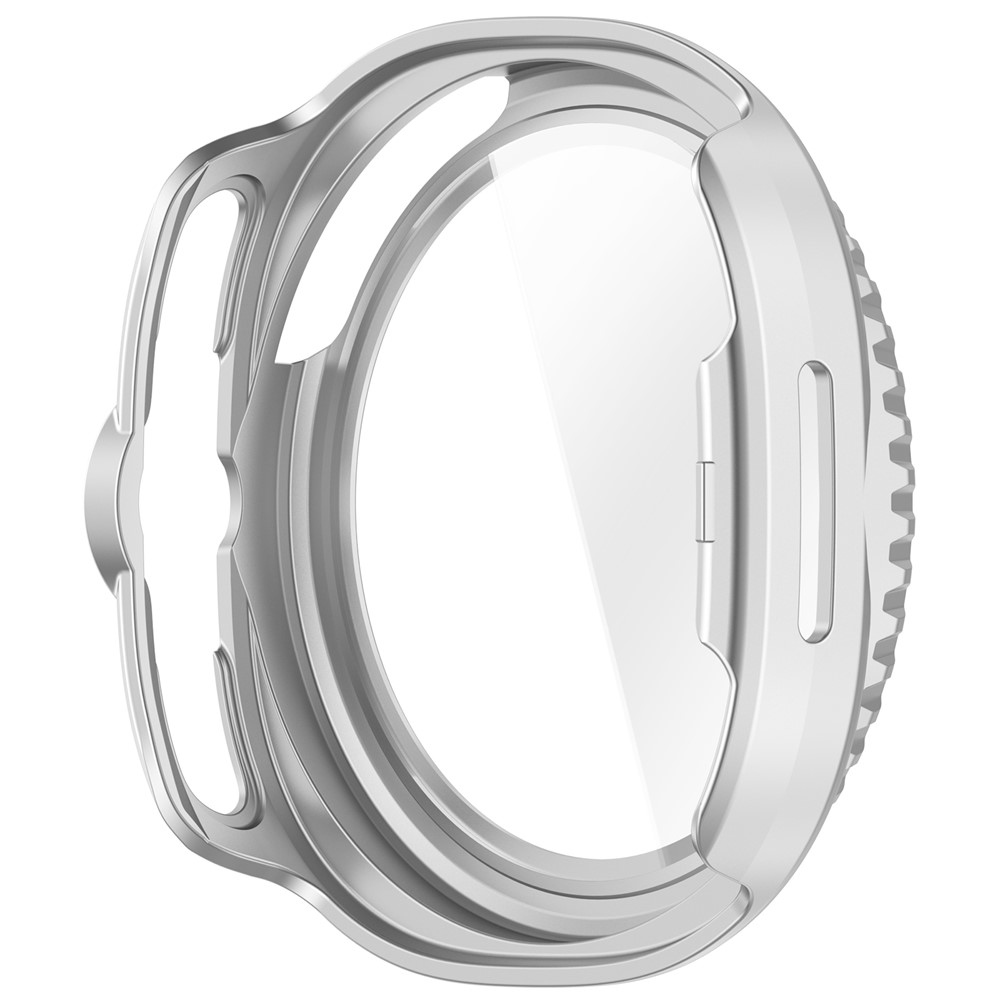 Overall plastové nasadzovacie puzdro s ochranným sklom na Samsung Galaxy Watch8 Classic 46mm - strieborné