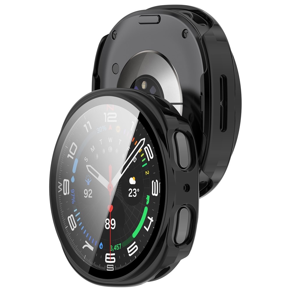 Overall plastové nasadzovacie puzdro s ochranným sklom na Samsung Galaxy Watch9 44mm - čierne