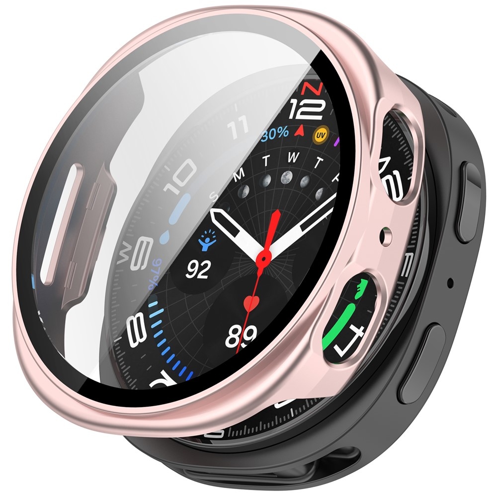 Overall plastové nasadzovacie puzdro s ochranným sklom na Samsung Galaxy Watch9 44mm - ružové
