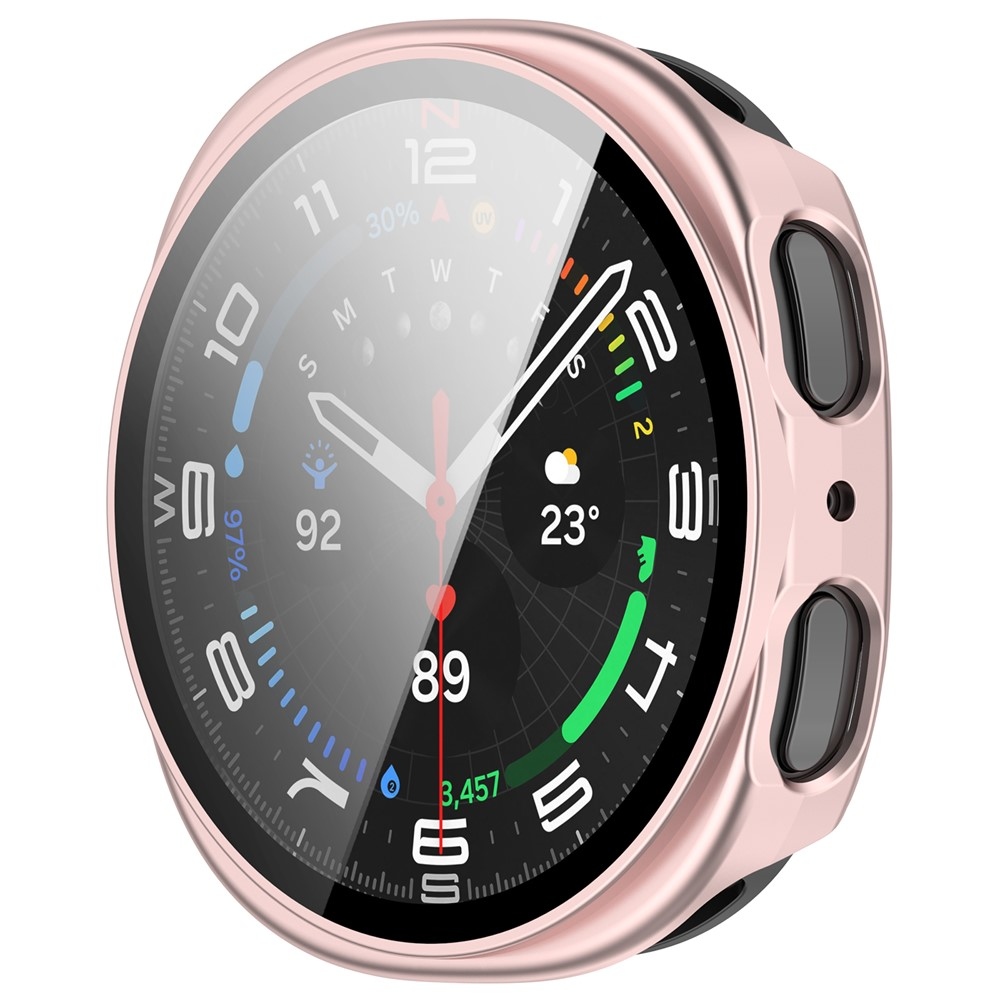 Overall plastové nasadzovacie puzdro s ochranným sklom na Samsung Galaxy Watch9 44mm - ružové