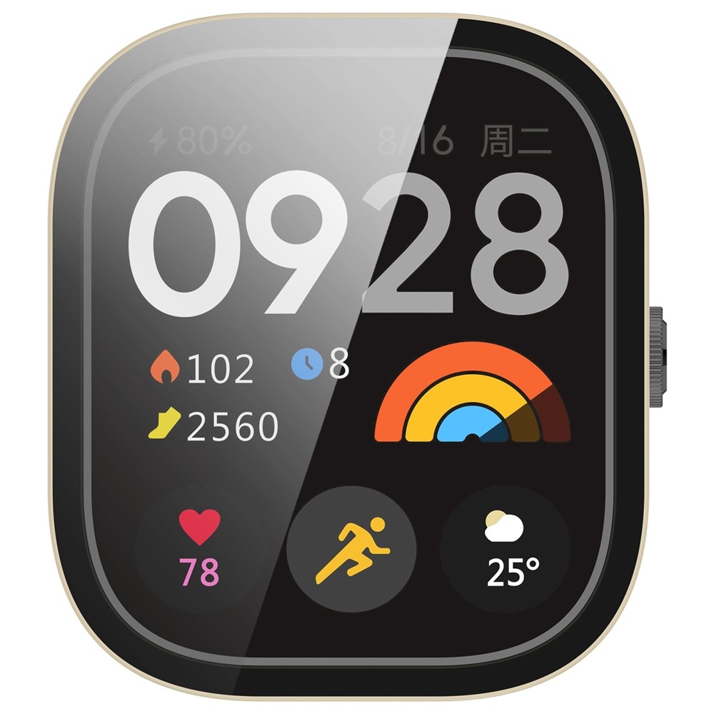Overall plastové nasadzovacie puzdro s ochranným sklom na Xiaomi Redmi Watch 4 - béžové
