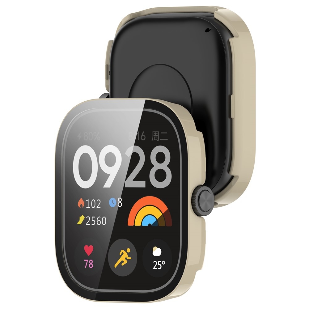 Overall plastové nasadzovacie puzdro s ochranným sklom na Xiaomi Redmi Watch 4 - béžové