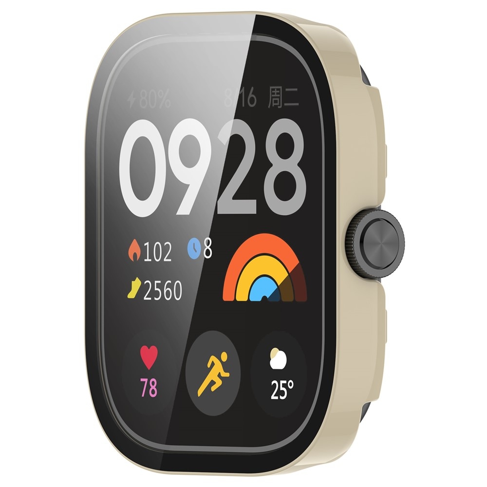 Overall plastové nasadzovacie puzdro s ochranným sklom na Xiaomi Redmi Watch 4 - béžové