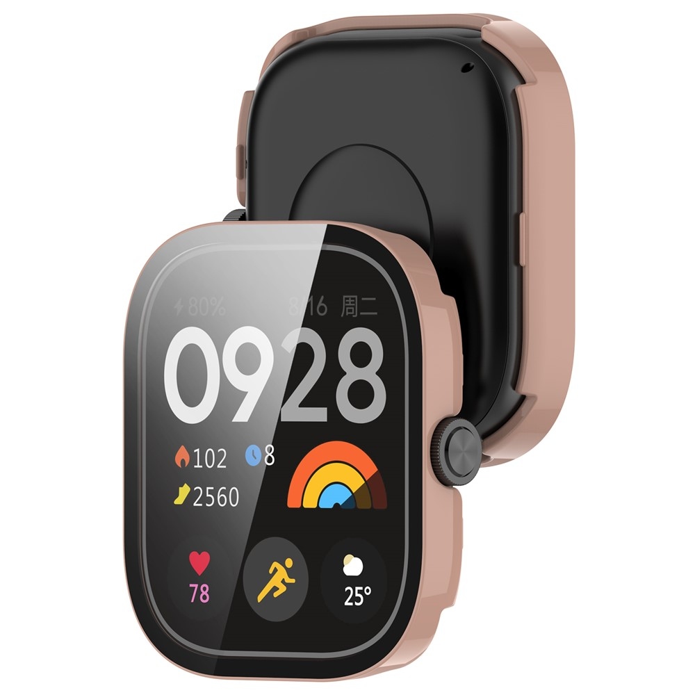 Overall plastové nasadzovacie puzdro s ochranným sklom na Xiaomi Redmi Watch 4 - ružové