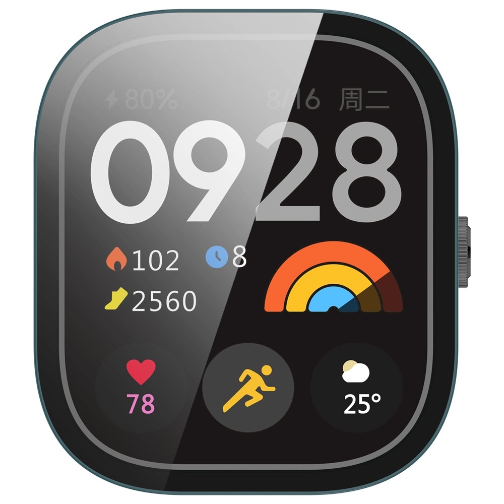 Overall plastové nasadzovacie puzdro s ochranným sklom na Xiaomi Redmi Watch 4 - zelené