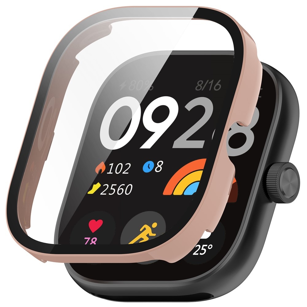 Overall plastové nasadzovacie puzdro s ochranným sklom na Xiaomi Redmi Watch 5 - ružové