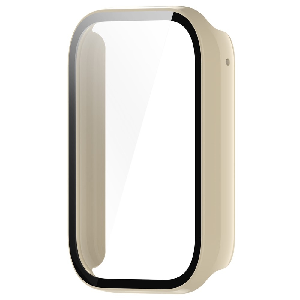 Overall plastové nasadzovacie puzdro s ochranným sklom na Xiaomi Smart Band 8 Pro - béžové