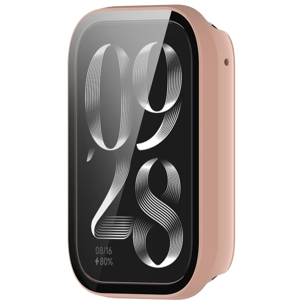 Overall plastové nasadzovacie puzdro s ochranným sklom na Xiaomi Smart Band 8 Pro - ružové