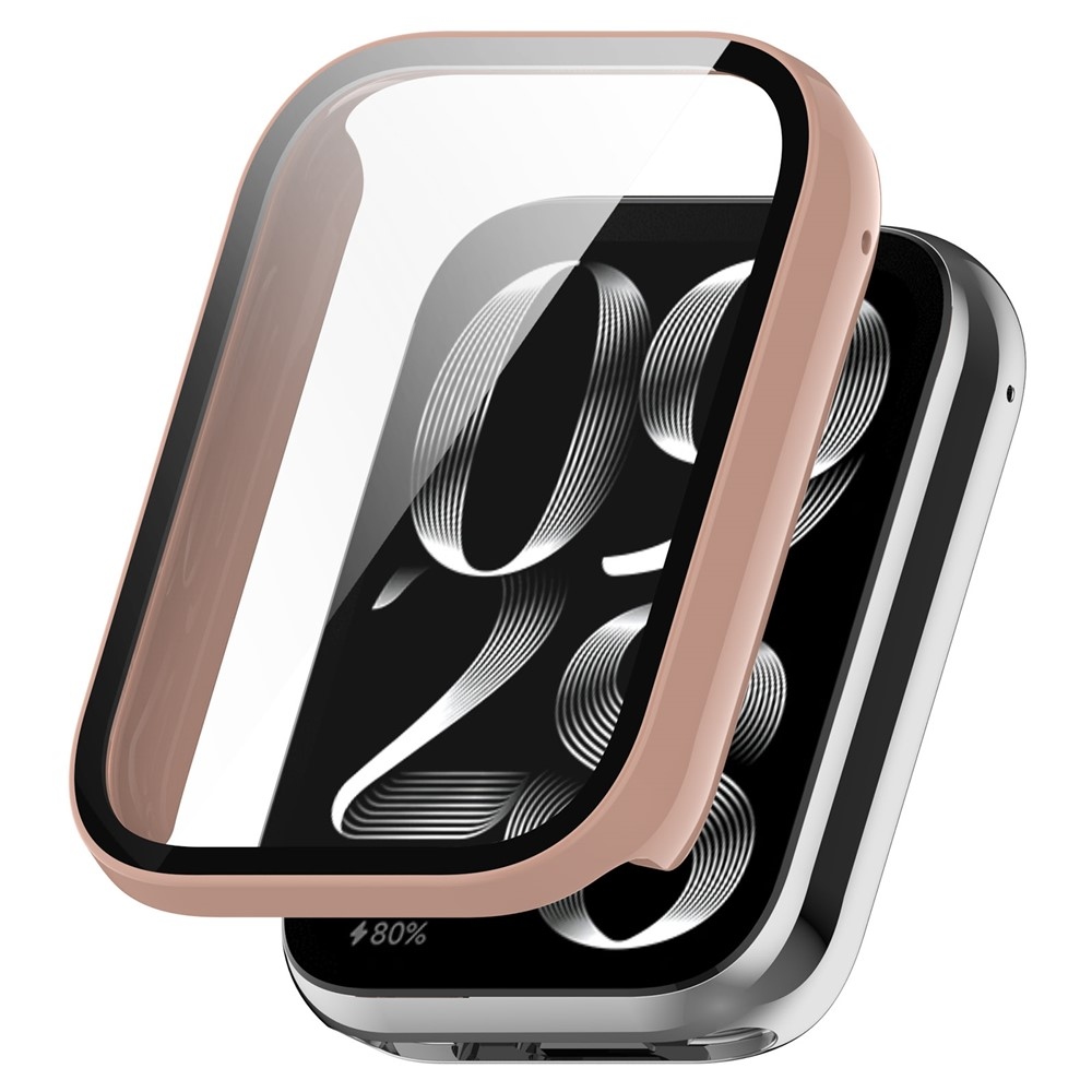 Overall plastové nasadzovacie puzdro s ochranným sklom na Xiaomi Smart Band 8 Pro - ružové