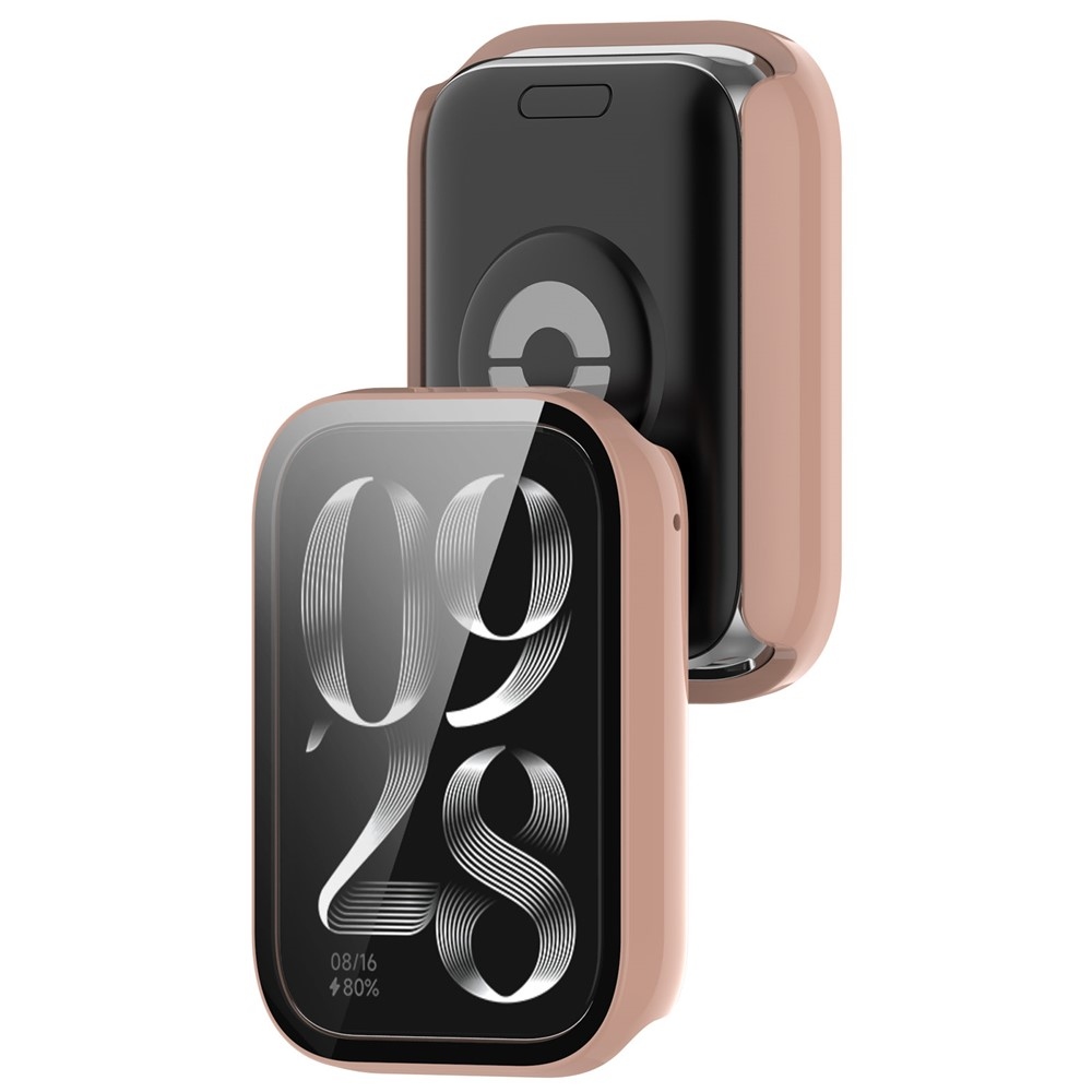 Overall plastové nasadzovacie puzdro s ochranným sklom na Xiaomi Smart Band 9 Pro - ružové