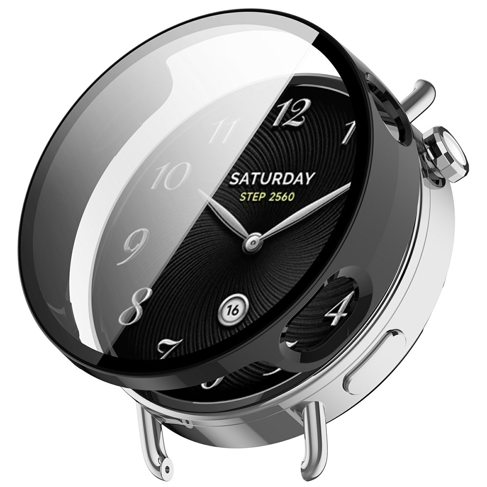 Overall plastové nasadzovacie puzdro s ochranným sklom na Xiaomi Watch S4 41mm - čierne