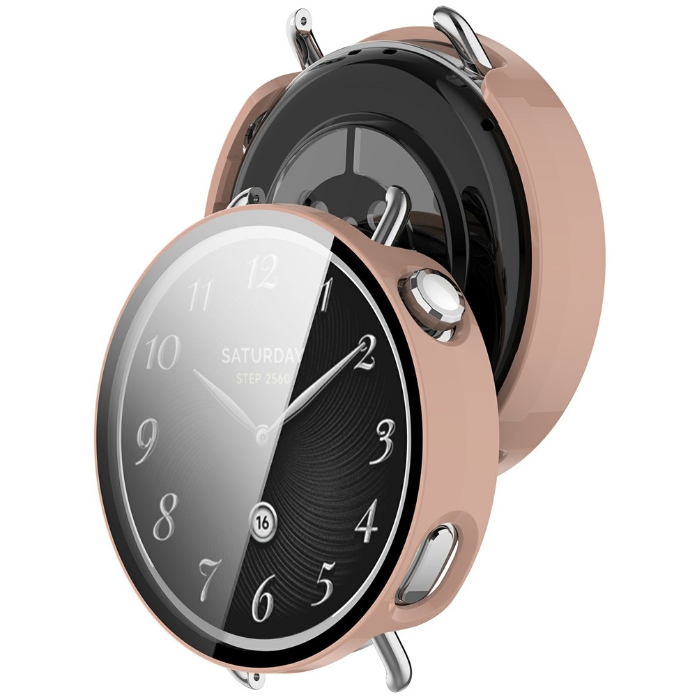 Overall plastové nasadzovacie puzdro s ochranným sklom na Xiaomi Watch S4 41mm - ružové