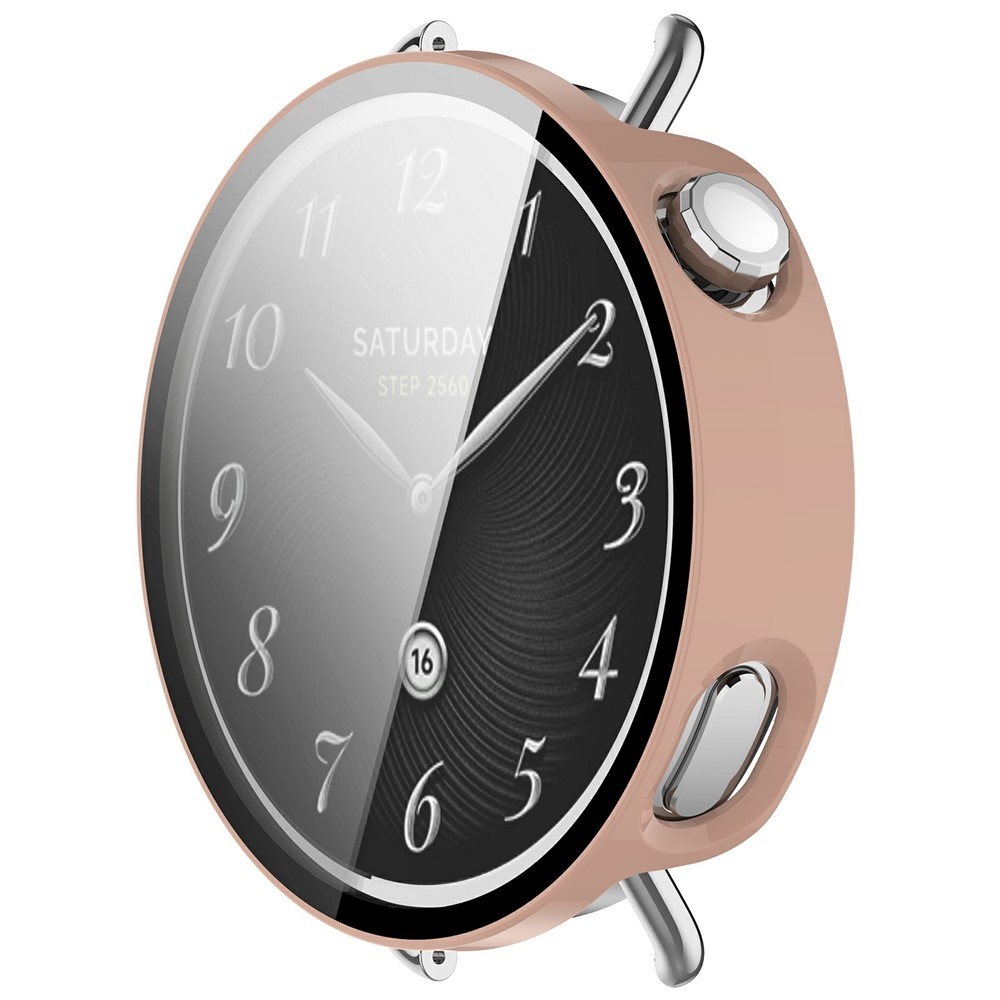 Overall plastové nasadzovacie puzdro s ochranným sklom na Xiaomi Watch S4 41mm - ružové