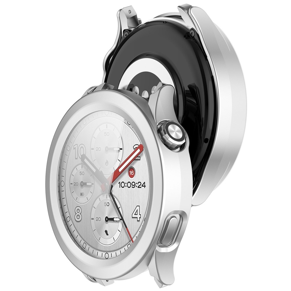 Overall plastové nasadzovacie puzdro s ochranným sklom na Xiaomi Watch S5 - strieborné