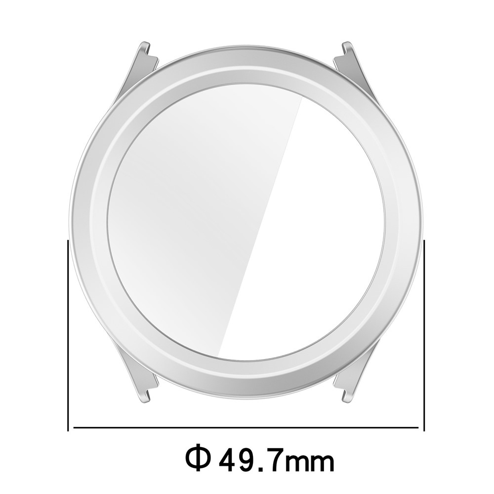 Overall plastové nasadzovacie puzdro s ochranným sklom na Xiaomi Watch S5 - strieborné