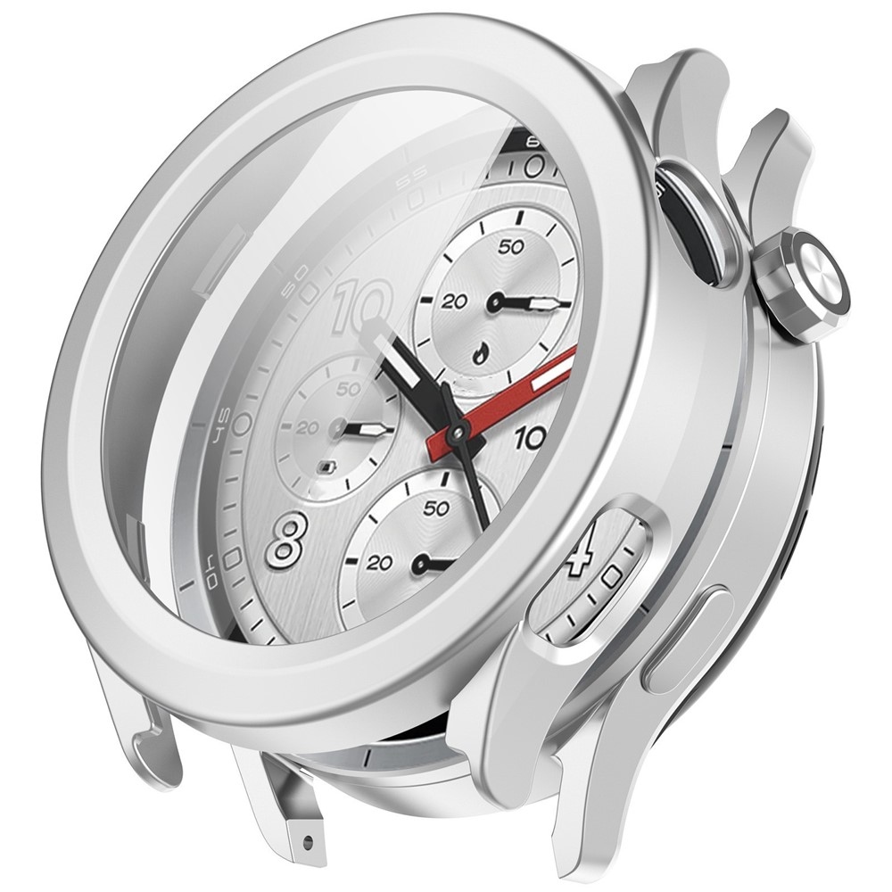 Overall plastové nasadzovacie puzdro s ochranným sklom na Xiaomi Watch S5 - strieborné