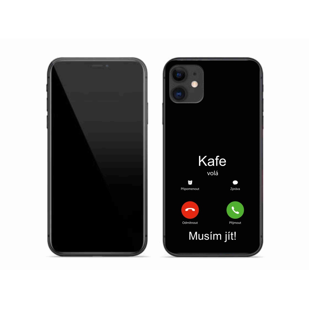 Gélový kryt mmCase na iPhone 11 - káva volá čierne pozadie