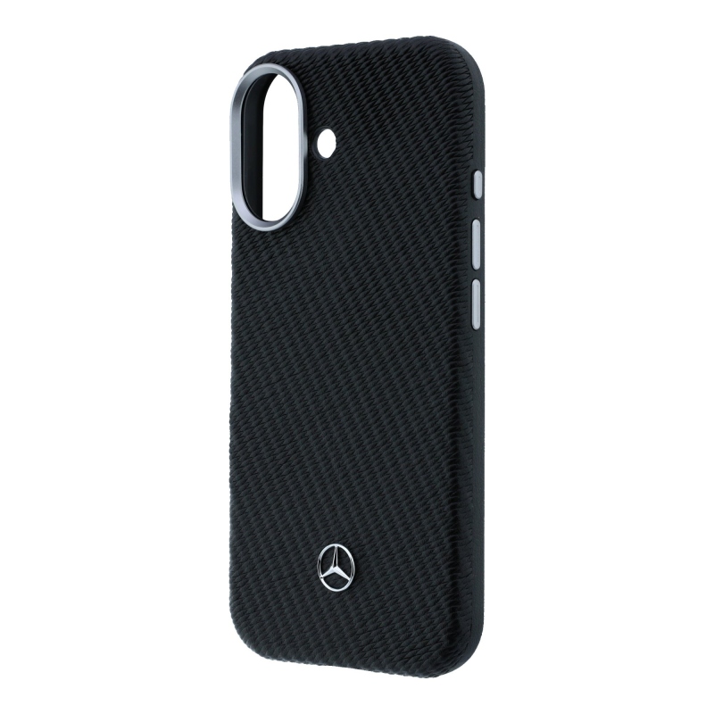 Mercedes PU koža a drevo, čiastočne obopínajúci zadný kryt s MagSafe pre iPhone 17, čierny