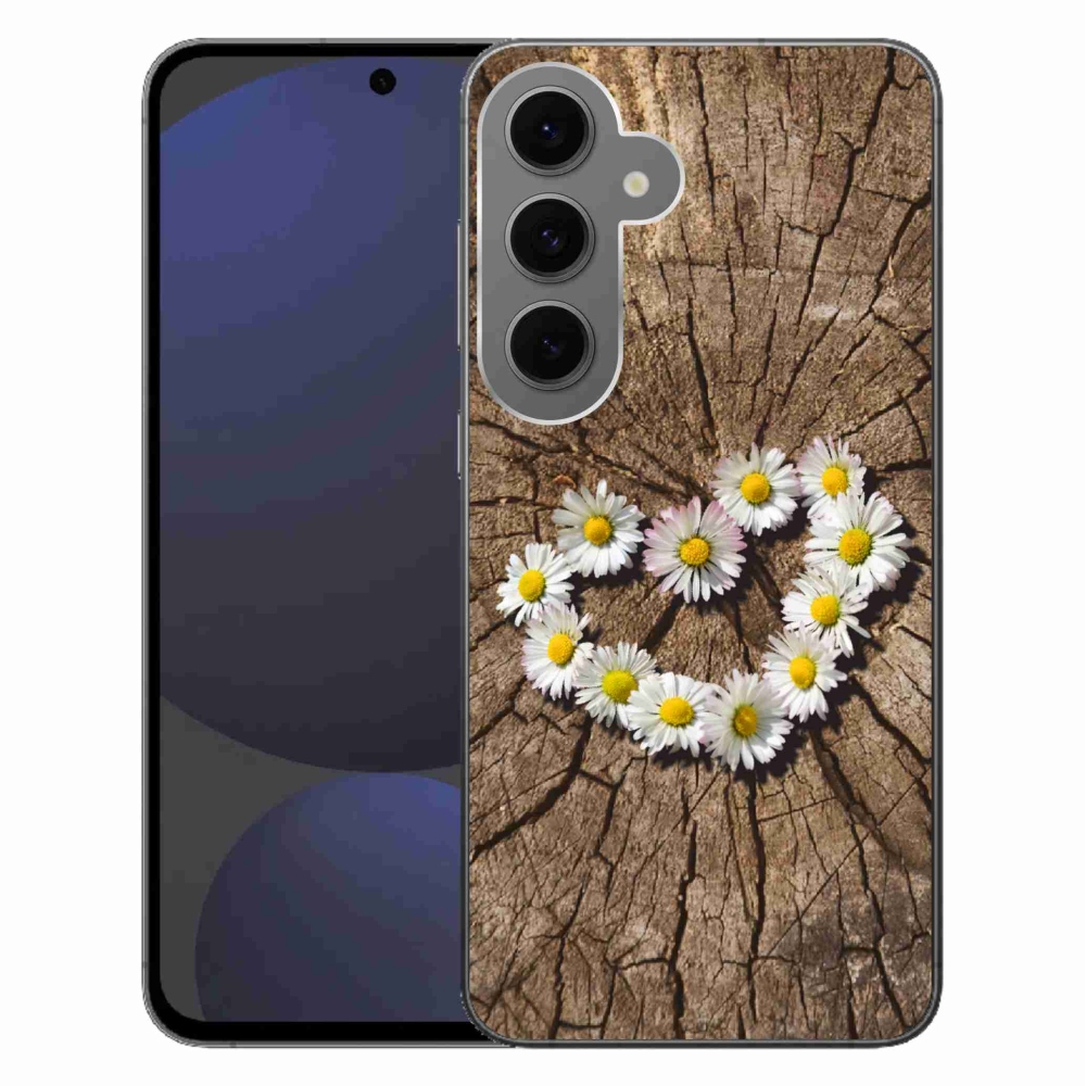 Gélový kryt mmCase na Samsung Galaxy S24 FE - srdce z margaréty