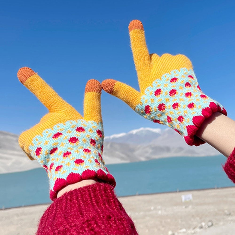 DZ122 dámske dotykové zimné rukavice - žlté
