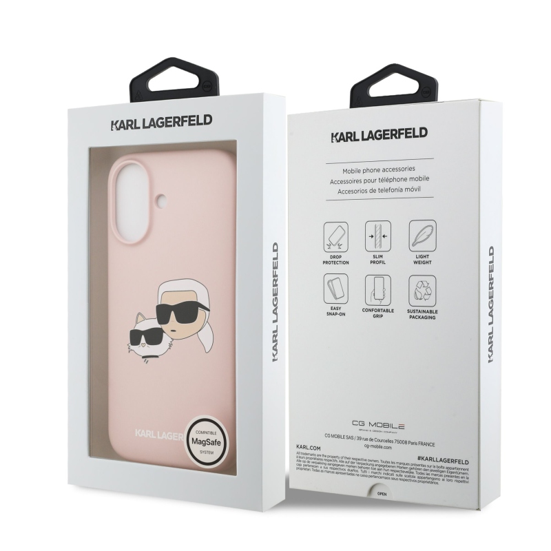 Karl Lagerfeld Liquid Silicone Double Heads MagSafe zadný kryt pre iPhone 17 ružový