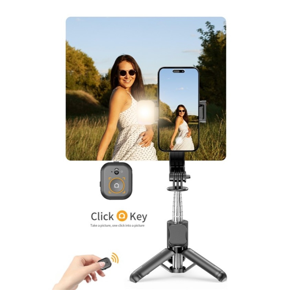 Q21S mini selfie tyč so statívom, LED svetlom a Bluetooth