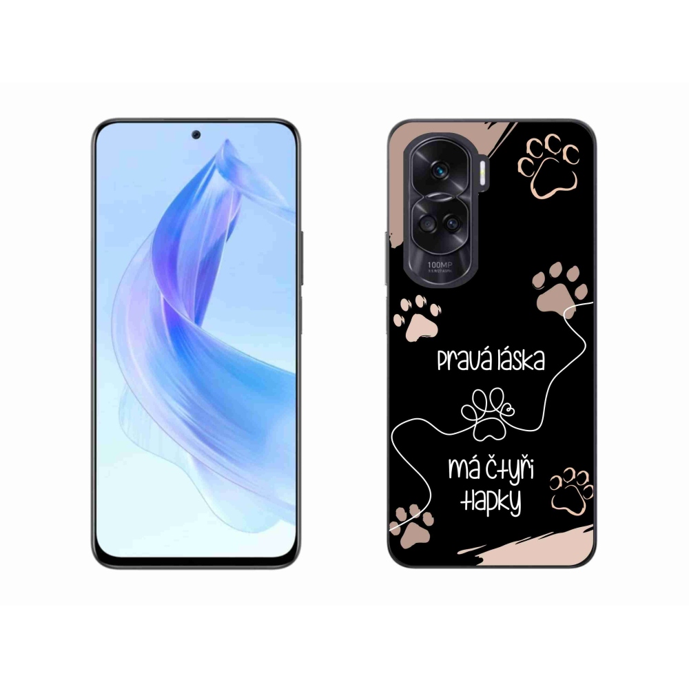 Gélový kryt mmCase na Honor 90 Lite - psí motív 1 čierne pozadie