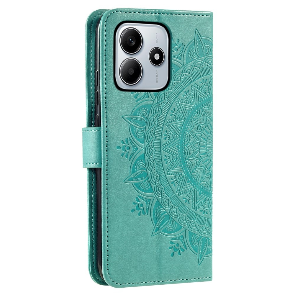 Mandala knižkové púzdro na Xiaomi Redmi Note 14 - modrozelené