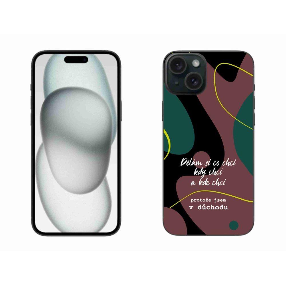 Gélový kryt mmCase na iPhone 15 Plus - vtipný text 10 čierne pozadie