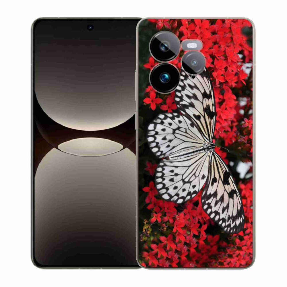 Gélový kryt mmCase na Realme GT 7 Pro 5G - čiernobiely motýľ 1