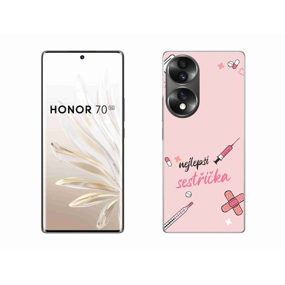 Gélový kryt mmCase na Honor 70 - najlepšia sestrička ružové pozadie