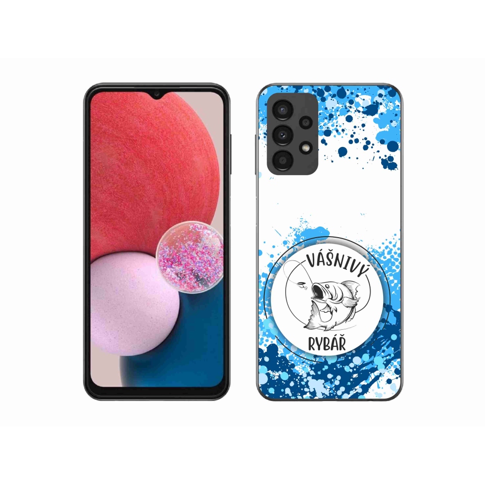 Gélový kryt mmCase na Samsung Galaxy A13 4G - vášnivý rybár biele pozadie