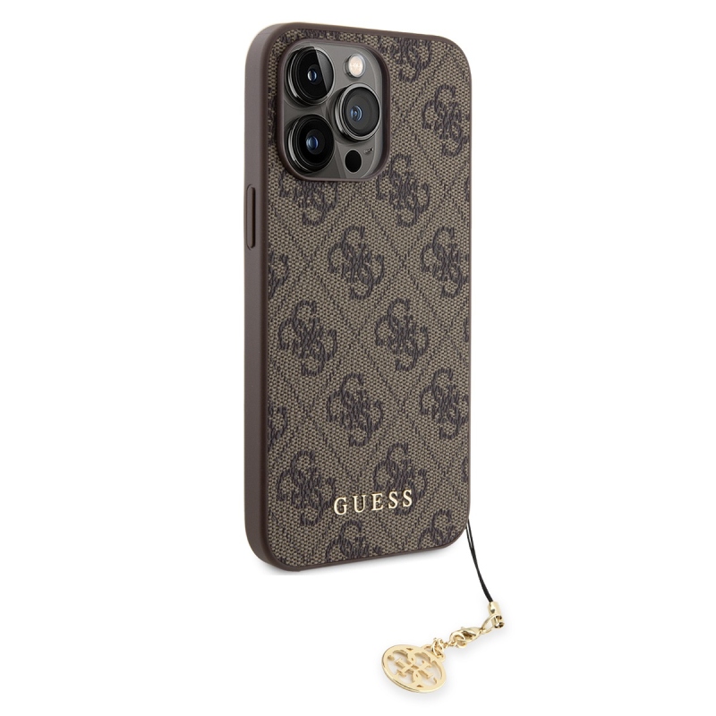 Guess 4G Charm Zadný Kryt pre iPhone 15 Pro Max Tone on Tone Brown