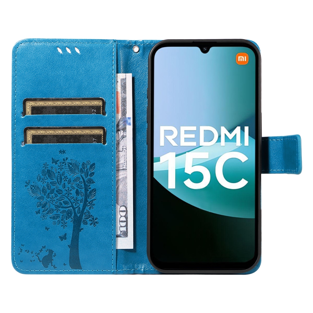 Trees knižkové púzdro na Xiaomi Redmi 15C 4G/5G (173mm) - modré